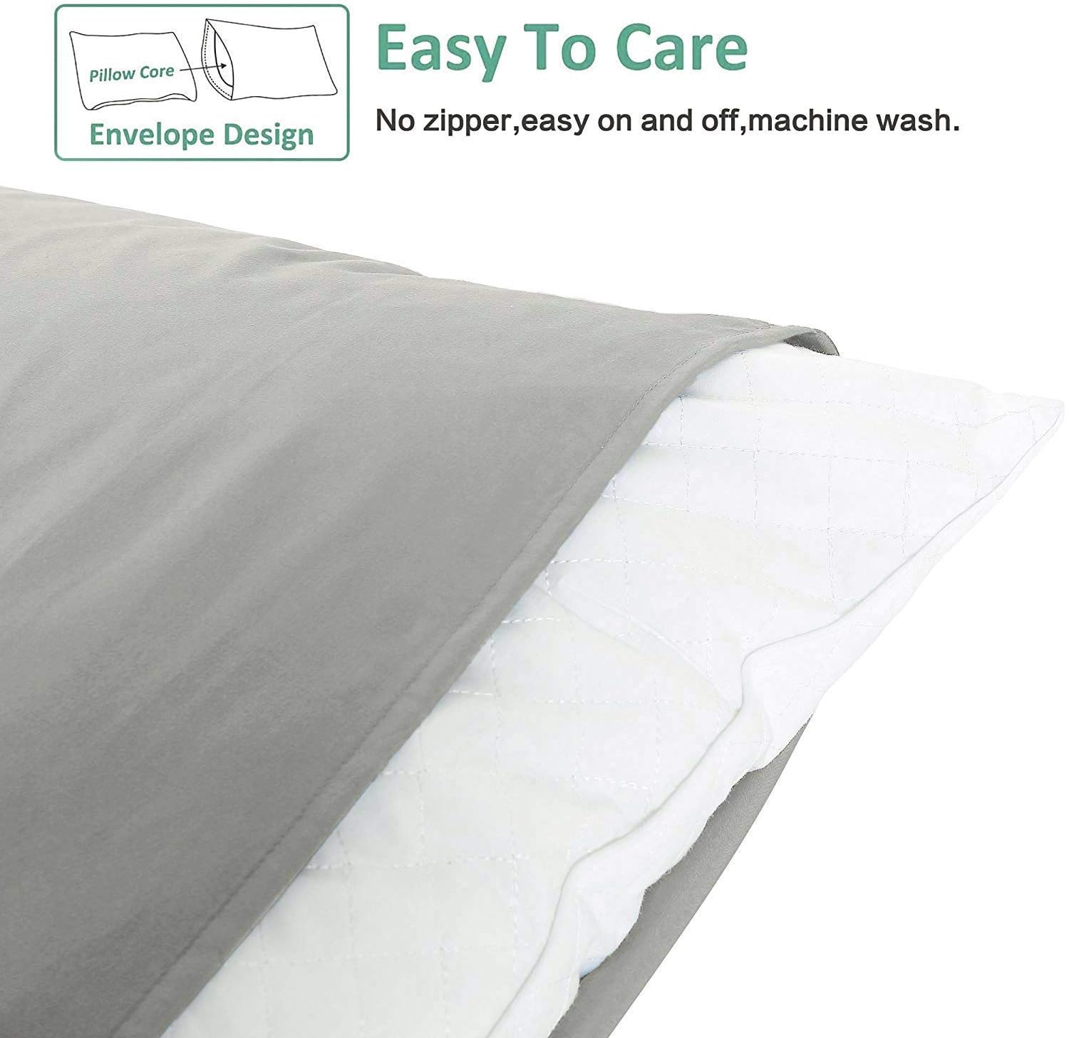 NTBAY 2-Pack Pillowcases 50x90cm – Soft Microfiber, Wrinkle & Fade Resistant, Grey