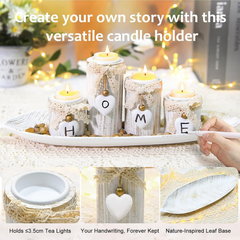 GoMaihe Wooden Candle Holder Set with Tray – 4-Pcs Tealight Centerpiece Décor
