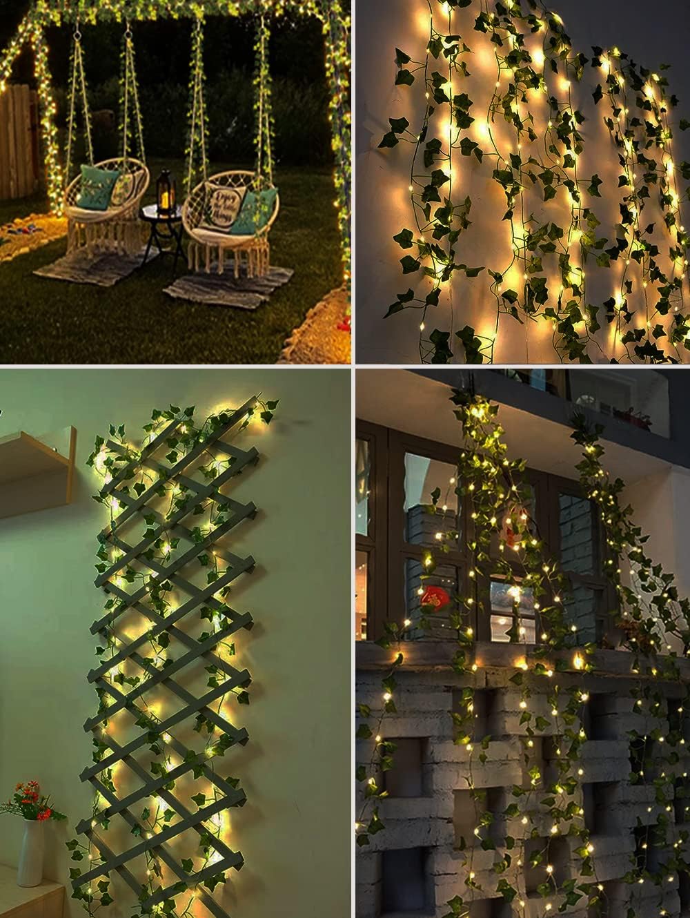 Solar String Lights 10M 100 LED Ivy Garland – Solar Powered, 8 Modes, Waterproof