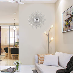 Modern Crystal Diamond Flower Wall Clock for Living Room