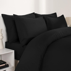 Black Microfibre Duvet Cover Set – Soft, Breathable Single Bedding with Pillowcase