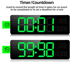 13-Inch Large LED Digital Wall Clock with Remote, Countdown, Date & Temp