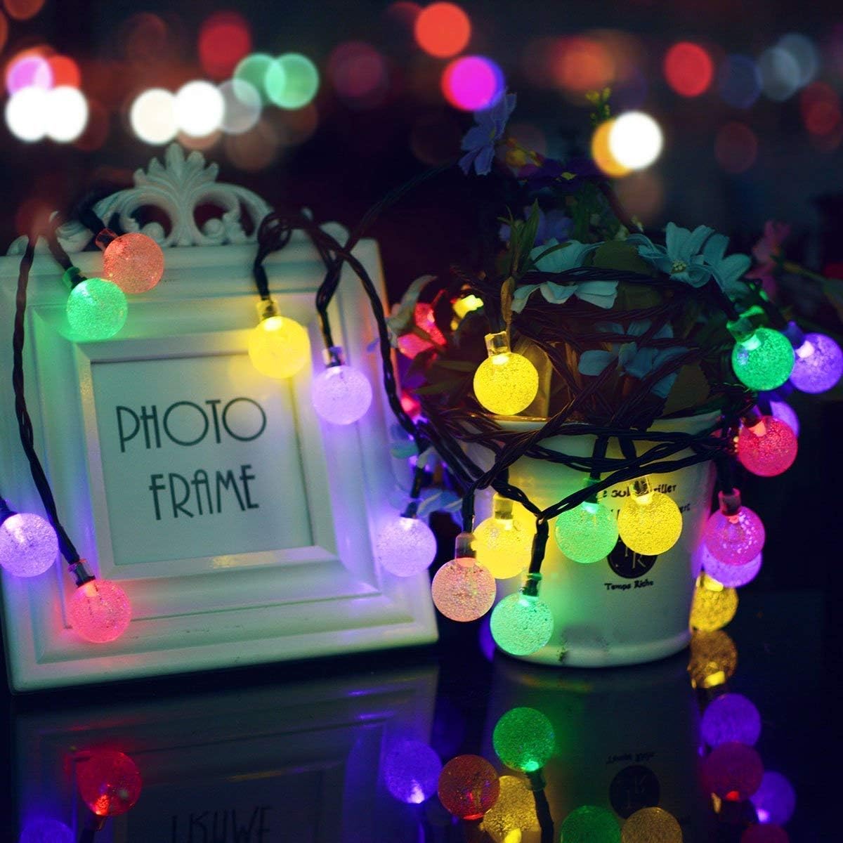 50 LED Solar Fairy Lights, Multi-Coloured, Waterproof, 23ft
