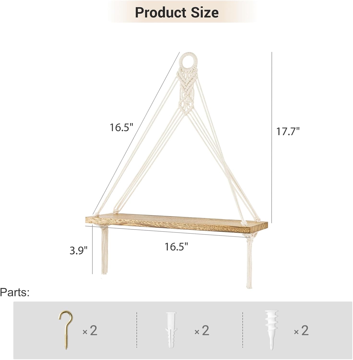 Macrame Hanging Shelves Set of 2 Boho Wall Décor