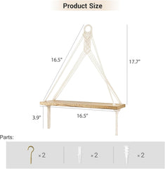 Macrame Hanging Shelves Set of 2 Boho Wall Décor