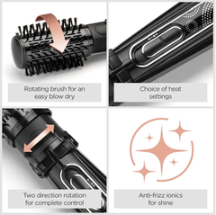 Big Hair Rotating Dryer Brush – 2 Speeds, Ionic Frizz Control, 50mm Barrel (Black)