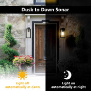Dusk-to-Dawn Outdoor Wall Light – Matte Black Porch Lantern with Sensor