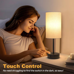 Touch Bedside Lamp with USB Ports & Dimmable Light