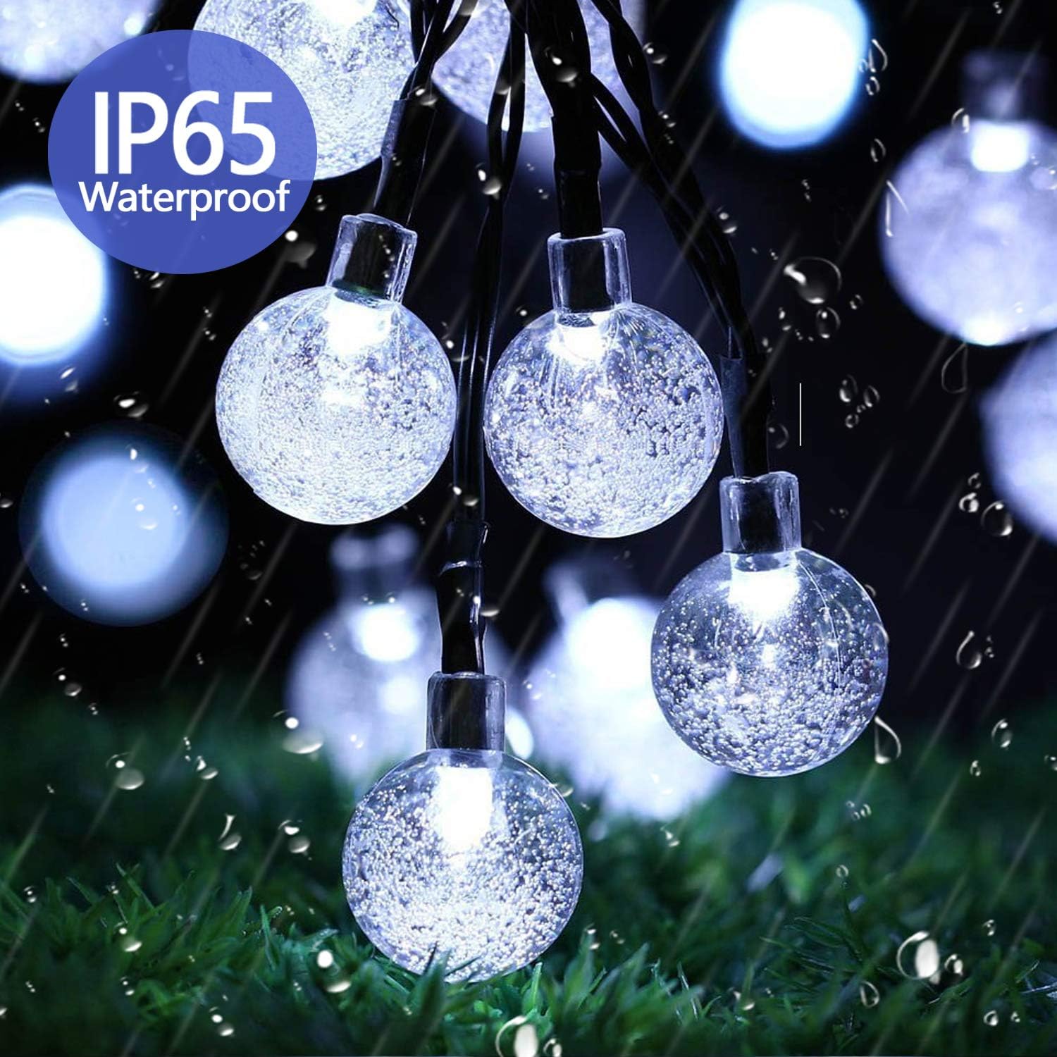 59ft Solar Globe String Lights, 100 LED, Waterproof, 8 Modes