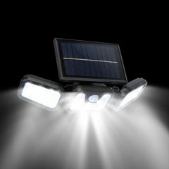 Upgraded Solar Lights Outdoor 3 Heads - 74 Solar Powered Wall Lights, 360° Rotatable, IP65 Waterproof