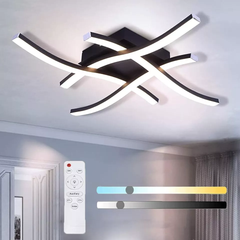 Modern LED Ceiling Light, 4-Wave Design, Dimmable Fixture for Bedroom and Hallway