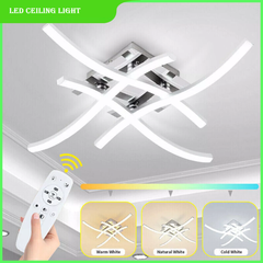 Modern LED Ceiling Light, 4-Wave Design, Dimmable Fixture for Bedroom and Hallway