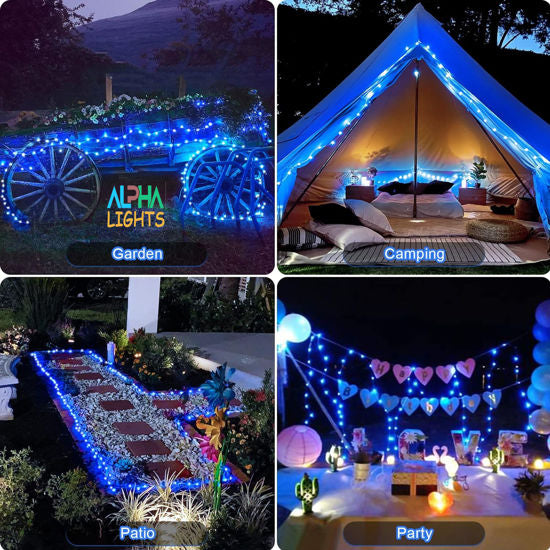 24m 200 LED Blue Solar String Lights - Perfect for Outdoor Garden Decor