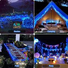 24m 200 LED Blue Solar String Lights - Perfect for Outdoor Garden Decor