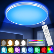 RGB LED Ceiling Light Dimmable with Remote Control, 24W/3000LM – Adjustable Color Temperature and RGB Lighting, Ideal for Bedroom, Bathroom, Living Room & Kitchen