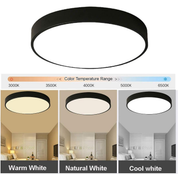 36W LED Flush Mount Ceiling Light, 6500K Cool White, 3600lm, 40cm Round Black Frame Light for Bedroom, Bathroom, Living Room