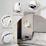 12W Halo LED Wall Light, Polished Chrome, 680 Lumens