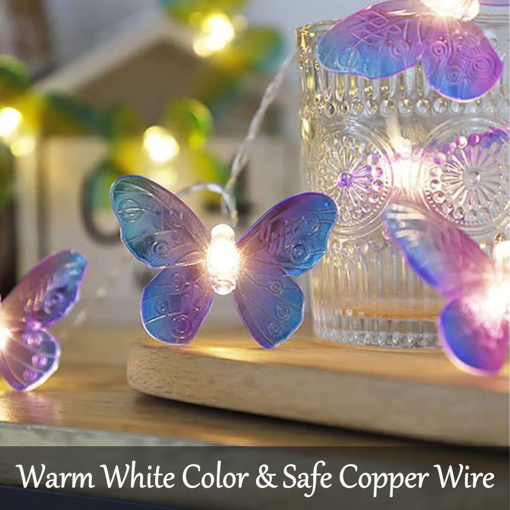 Purple Butterfly Fairy Lights