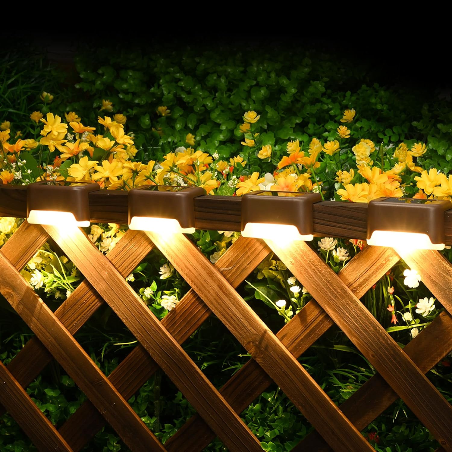 Solar Deck Lights 12 Pack – Outdoor Waterproof LED Step Lights (Warm White, Brown)