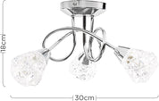 3 Way Chrome Ceiling Light with Diamond Glass Shades – Modern Pendant Fixture