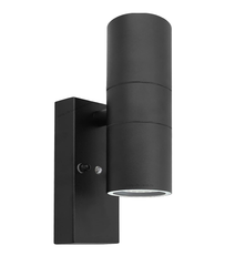 Outdoor Wall Lights, Up and Down Lamp with Motion Sensor, IP44 Black Stainless Steel Outside Lighting Mains Powered Fixtures