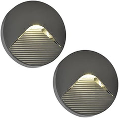 2 Pack | LED Outdoor Surface Mounted Round Eyelid Brick Light | 2W LED - 180 Lumens - 4000k Cool White | 128mm Diameter | IP65 Rated | 240V | Eyelid Diffuser