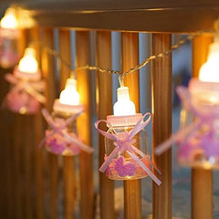 Baby Novelty Fairy String Lights - Battery Powered Cute Jar Bottles and Shapes (Pink)