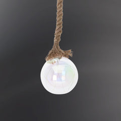 LED Light Up Glass Ball Orb – 12cm Smokey Metallic Grey Globe on 1m Brown Jute Rope with Timer, Perfect for Christmas and Festive Décor