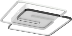 Ceiling-mounted air conditioning unit with white frame and black interior on a white background