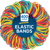 400-Pack Coloured Elastic Rubber Bands, Assorted Sizes for Home, Office & Crafts