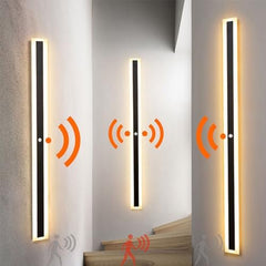 Outdoor Garden Wall Light with Motion Sensor Wall Lamp Indoor Black LED Long Wall Sconce Exterior IP67 Waterproof Modern Warm White Light Outside Porch Balcony Garage (120CM,Warm Light)