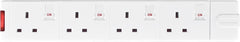 Four Socket Rewireable Trailing Socket with Individual Switches
