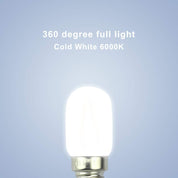 2-Pack E14 3W LED Refrigerator Bulb, 6000K Cool White, Energy-Saving SES Pygmy Light for Freezer, Microwave, Cooker Hood & Appliance Lighting