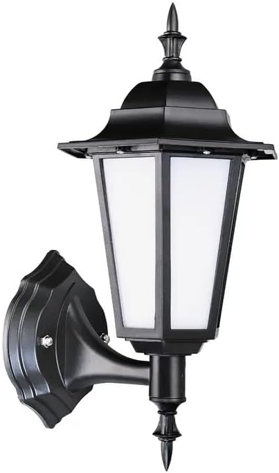 Outdoor 7w Integrated LED 3-Sided Half Wall Lantern, PIR Motion Sensor, Traditional Style, IP44, 550lm, Black, 4000K Cool White