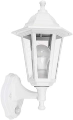 Traditional Victorian Style Matt White Outdoor Garden Security IP44 Rated Wall Light Lantern - Featuring an Integrated PIR Motion Detector Sensor