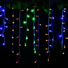 Snowing Effect 200 LED Battery Operated Fairy String Light Window Curtain Hanging Indoor Outdoor 8 Modes Holiday Lighting Home Festive Xmas Decorations 3.9M (Blue & White)