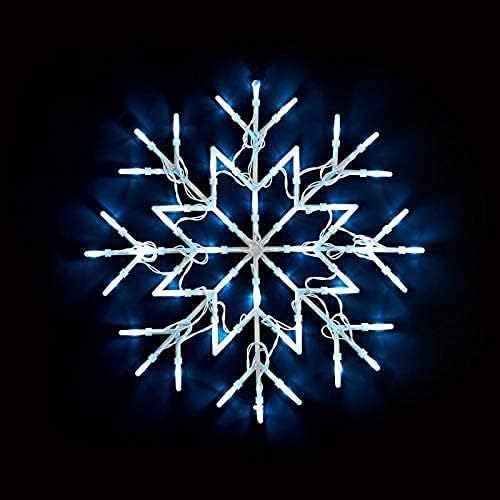 Gift 50 LED Snowflake Light Christmas Window Home Festive Decoration Light 40cm Cable Battery Operated Indoor Use Light Up Xmas New Year Party Fun (Cool White)