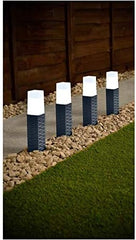 4pk Solar Powered Rattan Effect Post Solar Lights Garden Outdoor Decoration (Grey)