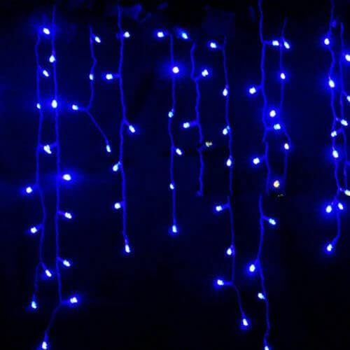 Snowing Effect 200 LED Battery Operated Fairy String Light Window Curtain Hanging Indoor Outdoor 8 Modes Holiday Lighting Home Festive Xmas Decorations 3.9M (Blue & White)