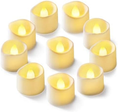 12-Pcs Battery Operated Tealight Candles, Flameless, Flickering LED, 200+ Hours, for Votive and Table Decorations