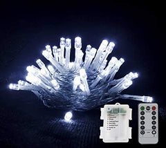 LED Battery-Operated Fairy Lights – 200 LEDs, Remote-Controlled, Rainproof String Lights for Indoor/Outdoor Christmas Tree, Garden, and Party Decor (White)