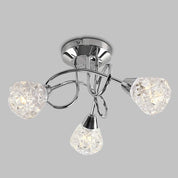 3 Way Chrome Ceiling Light with Diamond Glass Shades – Modern Pendant Fixture