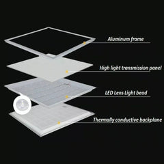 70W LED Recessed Ceiling Light Panel 600x600mm, 6500K Cool White, Ultra-Slim Design for Bedroom Lighting