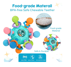 Sensory Montessori Baby Toy Rattle Teether Shaker for Infants 0–12 Months (Blue)