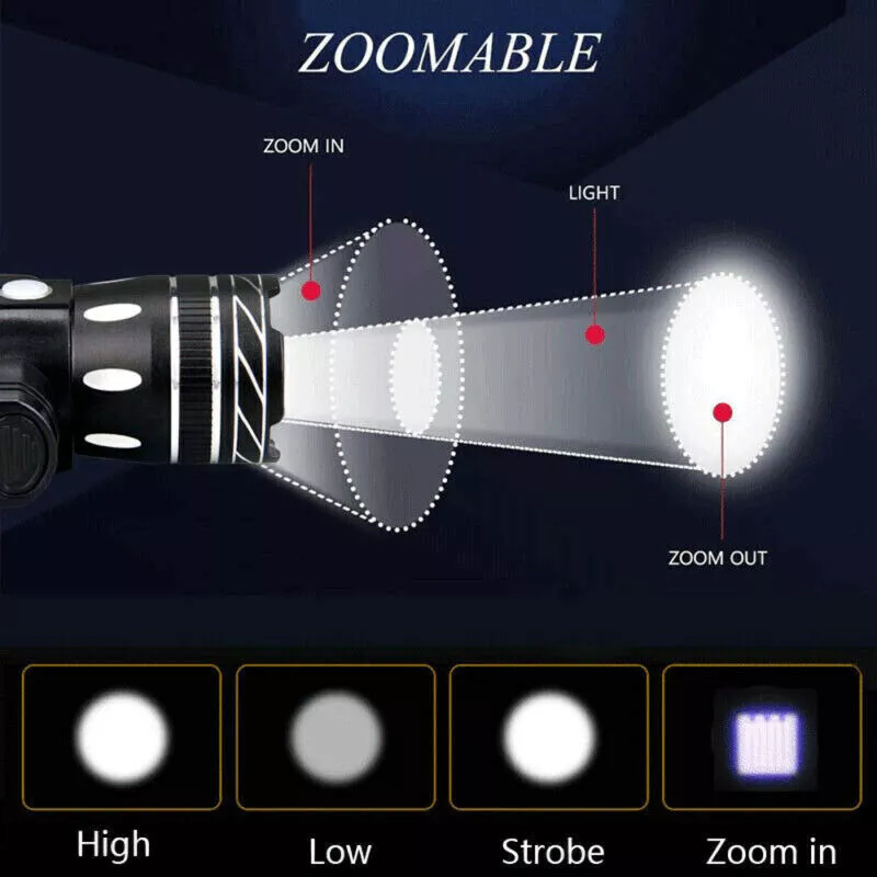 LED Mountain Bike Lights Rechargeable 50000LM Bicycle Torch Front &Rear Lamp Set