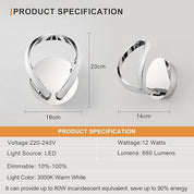 12W Halo LED Wall Light, Polished Chrome, 680 Lumens