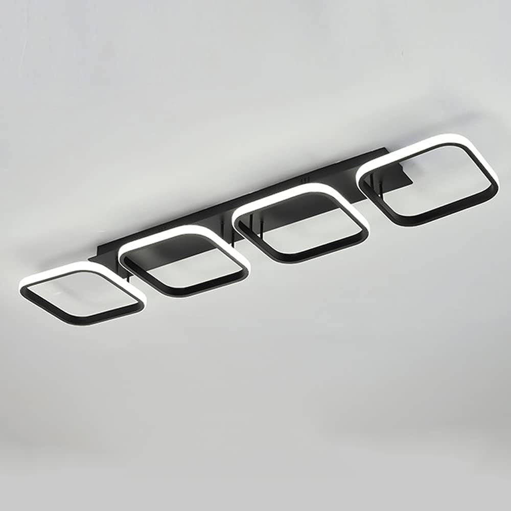 Modern ceiling light fixture with square design on a gray background