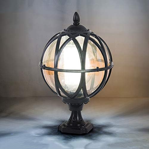 Creative Globe Pillar Light LED Outdoor Waterproof Column Lamp E27 Electricity Villa Courtyard Garden Pillar Lantern Park Wall Lighting Round Column Light