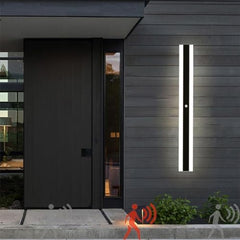 Outdoor Wall Light with Motion Sensor - 100CM Black Metal, IP67 Waterproof LED Sconce, Warm Light for Porch, Patio, Garage, and Living Room