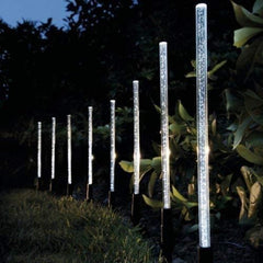 8pc LED Solar Garden Lights – Crystal Bubble Stakes, Waterproof Solar-Powered Outdoor Pathway Lights, 30cm Rechargeable Border Post Lighting Set